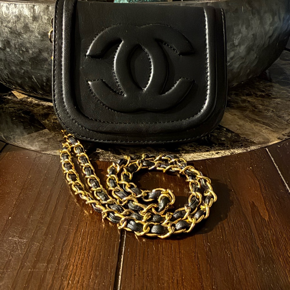 Vintage Chanel Mini Crossbody with gold and black links